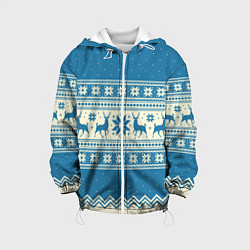 Куртка с капюшоном детская Sweater with deer on a blue background, цвет: 3D-белый