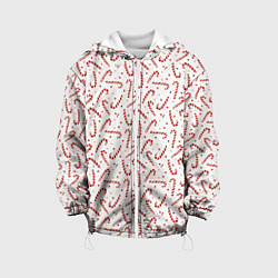 Куртка с капюшоном детская Caramel cane new years pattern, цвет: 3D-белый