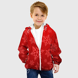 Куртка с капюшоном детская Красные снежинки, цвет: 3D-белый — фото 2