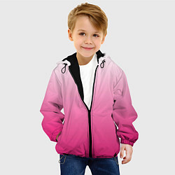 Куртка с капюшоном детская Бело-розовый градиент, цвет: 3D-черный — фото 2