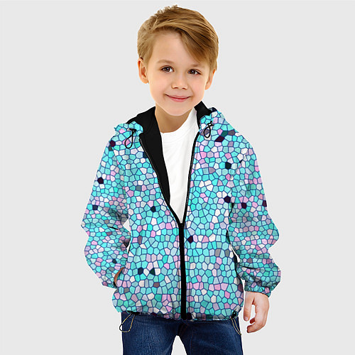 Детская куртка Мозаика розово-голубая / 3D-Черный – фото 4