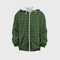 Куртка с капюшоном детская Зеленая клетка классика, цвет: 3D-белый