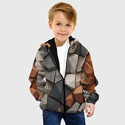 Куртка с капюшоном детская Серые камни, цвет: 3D-черный — фото 2