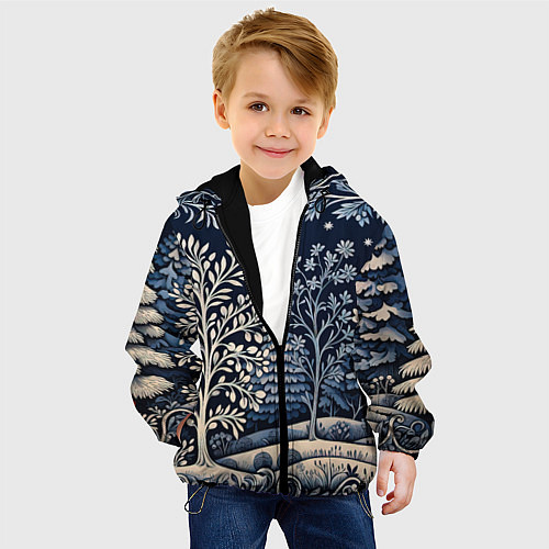 Детская куртка Ледяные узоры нового года / 3D-Черный – фото 4