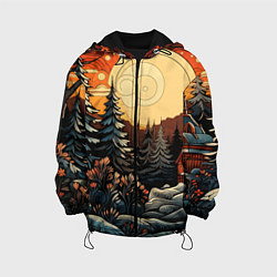 Куртка с капюшоном детская Волшебная роспись, цвет: 3D-черный