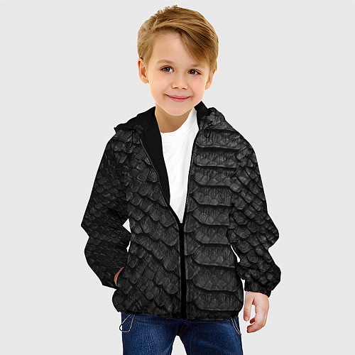 Детская куртка Черная кожа рептилии / 3D-Черный – фото 4