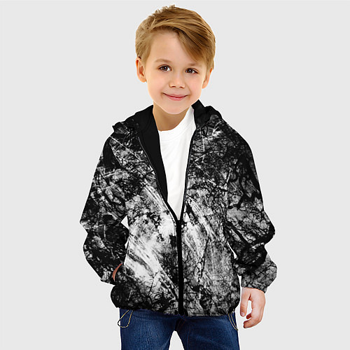 Детская куртка Зимний лес узоры / 3D-Черный – фото 4