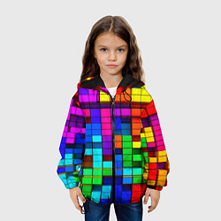 Куртка с капюшоном детская Радужный кубизм, цвет: 3D-черный — фото 2