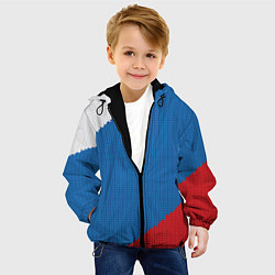 Куртка с капюшоном детская Белый синий красный вязаный фон, цвет: 3D-черный — фото 2