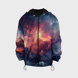 Куртка с капюшоном детская Космические облака, цвет: 3D-черный
