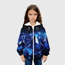 Куртка с капюшоном детская Синие прозрачные алмазы, цвет: 3D-белый — фото 2