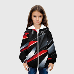 Куртка с капюшоном детская Red black abstract, цвет: 3D-белый — фото 2