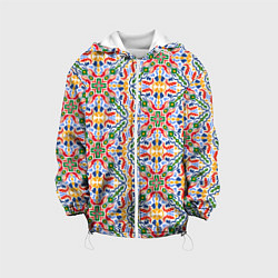 Куртка с капюшоном детская Мелкий красочный узор, цвет: 3D-белый