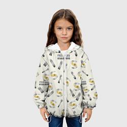 Куртка с капюшоном детская Стальная броня - буквеный паттерн, цвет: 3D-белый — фото 2