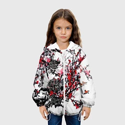 Куртка с капюшоном детская Японский стиль иероглифы, цвет: 3D-белый — фото 2