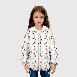 Куртка с капюшоном детская Новогодняя разноцветная гирлянда, цвет: 3D-белый — фото 2
