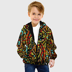 Куртка с капюшоном детская Африканская живопись, цвет: 3D-черный — фото 2