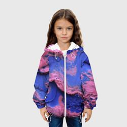 Куртка с капюшоном детская Розовая пена на синей краске, цвет: 3D-белый — фото 2