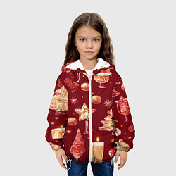 Куртка с капюшоном детская Новогодний и рождественский узор, цвет: 3D-белый — фото 2