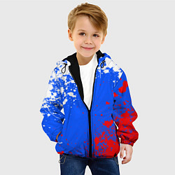 Куртка с капюшоном детская Флаг России - брызги, цвет: 3D-черный — фото 2