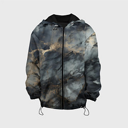Куртка с капюшоном детская Темно-серый мрамор, цвет: 3D-черный