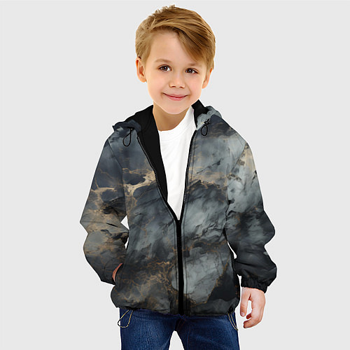 Детская куртка Темно-серый мрамор / 3D-Черный – фото 4
