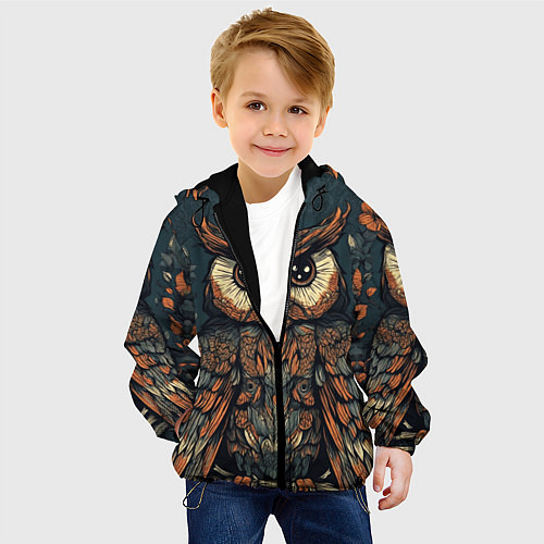 Детская куртка Сова с узорами / 3D-Черный – фото 4