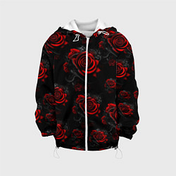 Куртка с капюшоном детская Красные розы цветы, цвет: 3D-белый