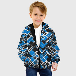 Куртка с капюшоном детская Синие фигуры и белые линии, цвет: 3D-черный — фото 2