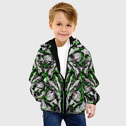 Куртка с капюшоном детская Зелёная кибернетическая броня, цвет: 3D-черный — фото 2