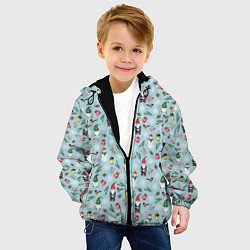 Куртка с капюшоном детская Новогодние акварельные гномы, цвет: 3D-черный — фото 2