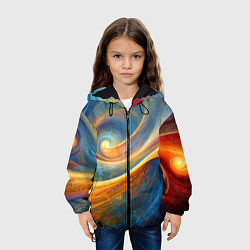 Куртка с капюшоном детская Космические завихрения, цвет: 3D-черный — фото 2