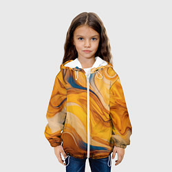 Куртка с капюшоном детская Жидкая золотая текстура - нейросеть, цвет: 3D-белый — фото 2
