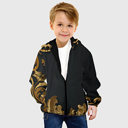 Куртка с капюшоном детская Золотистые узоры на черном, цвет: 3D-черный — фото 2