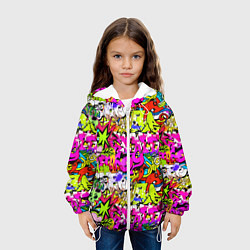 Куртка с капюшоном детская Цветное граффити, цвет: 3D-белый — фото 2