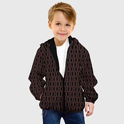 Куртка с капюшоном детская Узоры бордо паттерн, цвет: 3D-черный — фото 2