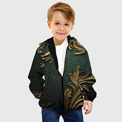 Куртка с капюшоном детская Позолоченная текстура узоры, цвет: 3D-черный — фото 2