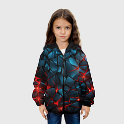 Куртка с капюшоном детская Синие плиты с красным разломом, цвет: 3D-черный — фото 2