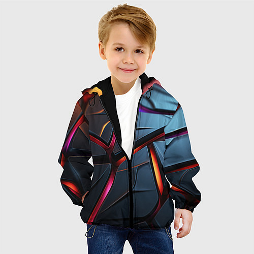 Детская куртка Разлом синих плит абстракт / 3D-Черный – фото 4