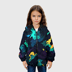 Куртка с капюшоном детская Акватический камуфляж, цвет: 3D-черный — фото 2