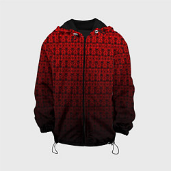 Куртка с капюшоном детская Красно-чёрный ажурный градиент, цвет: 3D-черный