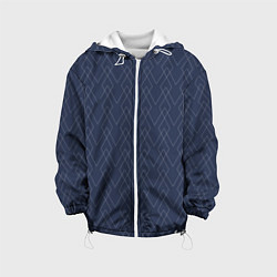 Куртка с капюшоном детская Серо-синий геометричные линии, цвет: 3D-белый