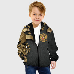 Куртка с капюшоном детская Золотой герб России и объемные узоры, цвет: 3D-черный — фото 2