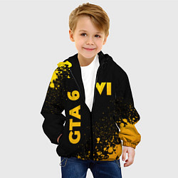 Куртка с капюшоном детская GTA 6 - gold gradient вертикально, цвет: 3D-черный — фото 2