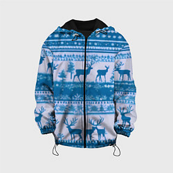 Куртка с капюшоном детская Синие олени, цвет: 3D-черный