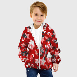 Куртка с капюшоном детская Рождественские паттерны, цвет: 3D-белый — фото 2
