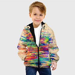 Куртка с капюшоном детская Разноцветный глитч, цвет: 3D-черный — фото 2