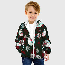 Куртка с капюшоном детская Снеговики узоры, цвет: 3D-белый — фото 2