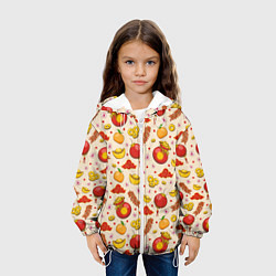 Куртка с капюшоном детская Символы богатства в паттерне, цвет: 3D-белый — фото 2