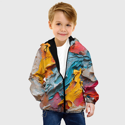 Детская куртка Абстрактная живопись акрилом / 3D-Черный – фото 4